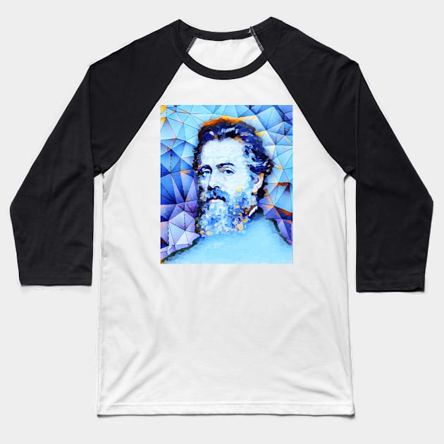 Herman Melville Portrait | Herman Melville Artwork | Herman Melville Painting 10 Baseball T-Shirt by JustLit